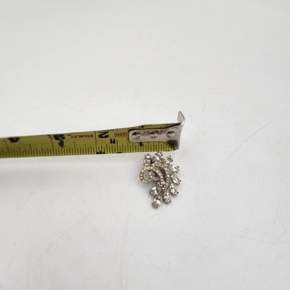 Vintage Swirl Rhinestone Brooch & Earring Demi Set clear silver tone *read - Picture 12 of 15